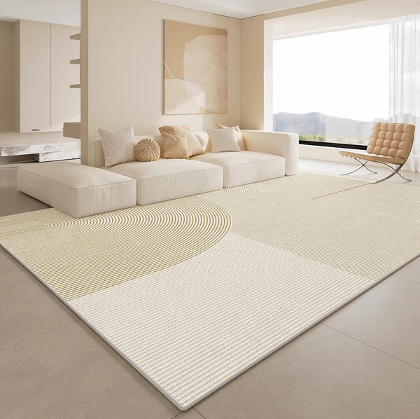Abstract Contemporary Rugs for Bedroom, Modern Rugs under Sofa, Dining Room Floor Rugs, Modern Rugs for Office, Large Cream Color Rugs in Living Room-Grace Painting Crafts