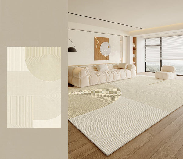 Modern Rugs under Sofa, Dining Room Floor Rugs, Abstract Contemporary Rugs for Bedroom, Modern Rugs for Office, Large Cream Color Rugs in Living Room-Grace Painting Crafts