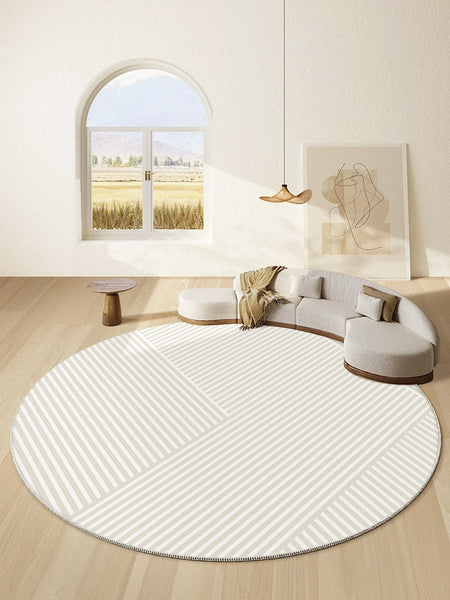 Thick Round Rugs under Coffee Table, Soft Modern Round Rugs for Dining Room, Circular Modern Rugs for Bedroom, Contemporary Modern Rug Ideas for Living Room-Grace Painting Crafts