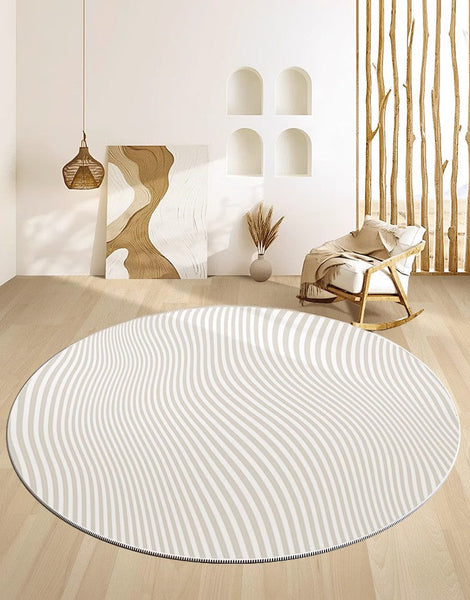 Contemporary Modern Rug Ideas for Living Room, Thick Round Rugs under Coffee Table, Modern Round Rugs for Dining Room, Circular Modern Rugs for Bedroom-Grace Painting Crafts