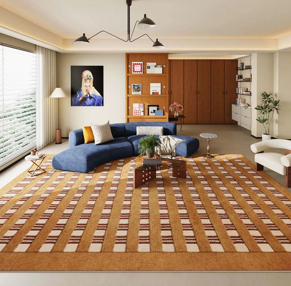 Colorful Modern Rugs for Living Room, Geometric Modern Rugs for Dining Room, Mid Century Modern Rugs, Contemporary Abstract Rugs under Coffee Table-Grace Painting Crafts