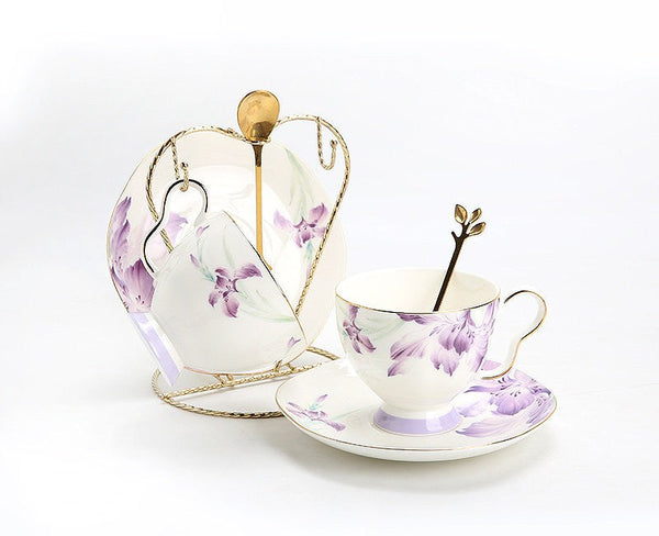Luxury Tea Cup with Saucer, Elegant Coffee Cup, Porcelain Coffee Cup, Ceramic Tea Cup Set, Porcelain Tea cups, British Tea Cup Set, Afternoon Tea Cup with Saucer Set-Grace Painting Crafts