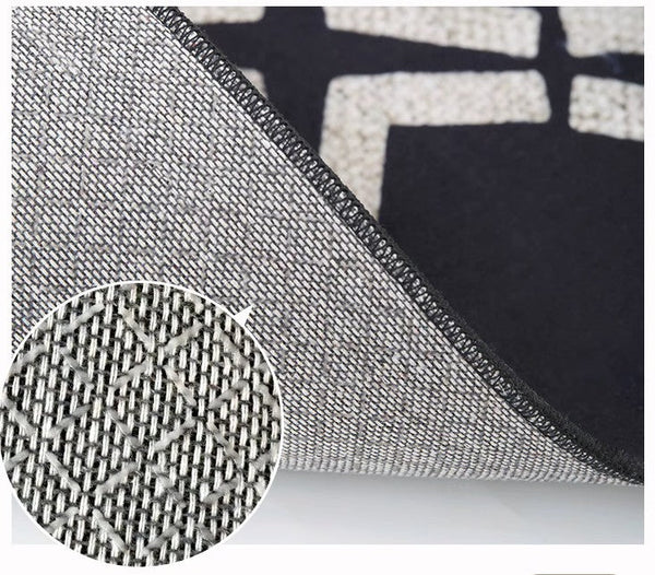 Dining Room Floor Rugs, Modern Area Rugs under Sofa, Modern Black Rugs for Living Room, Abstract Contemporary Rugs for Bedroom, Modern Carpets for Office-Grace Painting Crafts