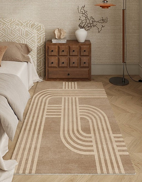 Abstract Modern Rugs for Living Room, Contemporary Modern Rugs Next to Bed, Geometric Modern Rugs under Dining Room Table, Brown Modern Carpets for Office-Grace Painting Crafts