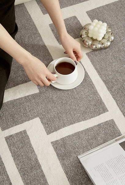 Geometric Modern Rugs for Living Room, Gray Modern Rugs for Bedroom, Contemporary Area Rugs for Dining Room-Grace Painting Crafts