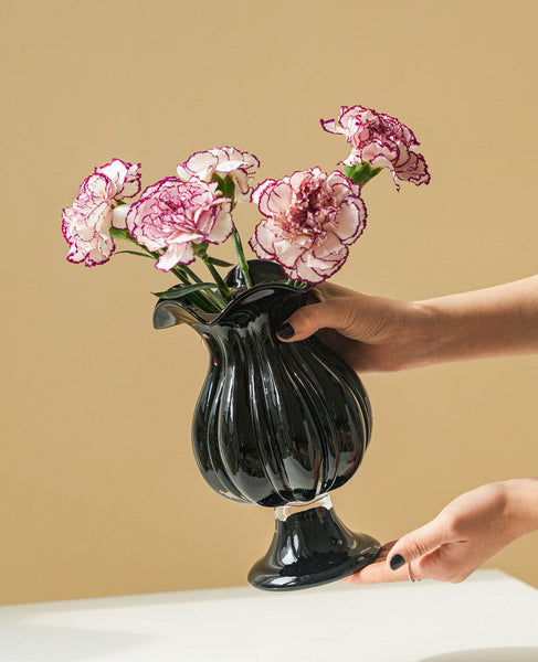 Mid Century Glass Vases, Handmade Modern Vases for Living Room, Modern Glass Vase for Flowers, Unique Decorative Glass Vase, Centerpiece Contemporary Vases on Table-Grace Painting Crafts