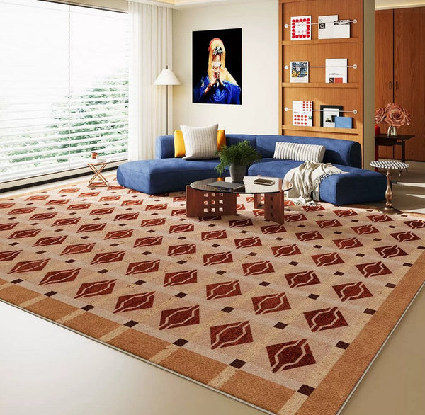 Geometric Modern Rugs for Dining Room, Mid Century Modern Rugs, Colorful Modern Rugs for Living Room, Contemporary Abstract Rugs under Coffee Table-Grace Painting Crafts
