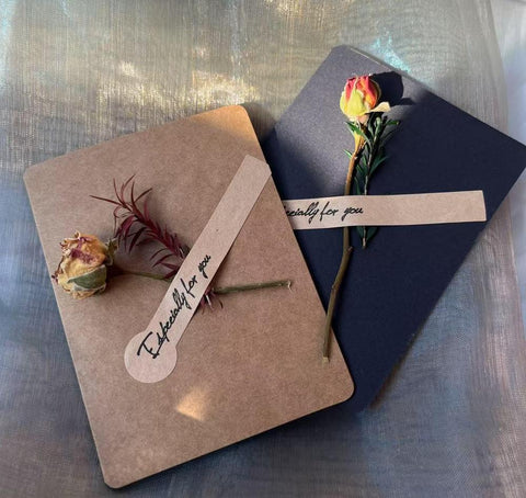 Original Handmade Dried Flower Greeting Cards, Beautiful Valentine's Day Greeting Card, Creative Birthday Greeting Card, Wedding Greeting Card, Unique Anniversary Greeting Card-Grace Painting Crafts