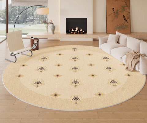 Bedroom Modern Round Rugs, Modern Rug Ideas for Living Room, Dining Room Contemporary Round Rugs, Circular Modern Rugs under Chairs-Grace Painting Crafts