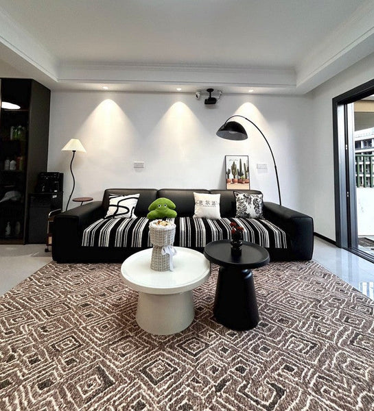 Brown Modern Rug Ideas for Bedroom, Large Modern Rugs for Living Room, Abstract Geometric Modern Rugs, Modern Rugs for Dining Room-Grace Painting Crafts