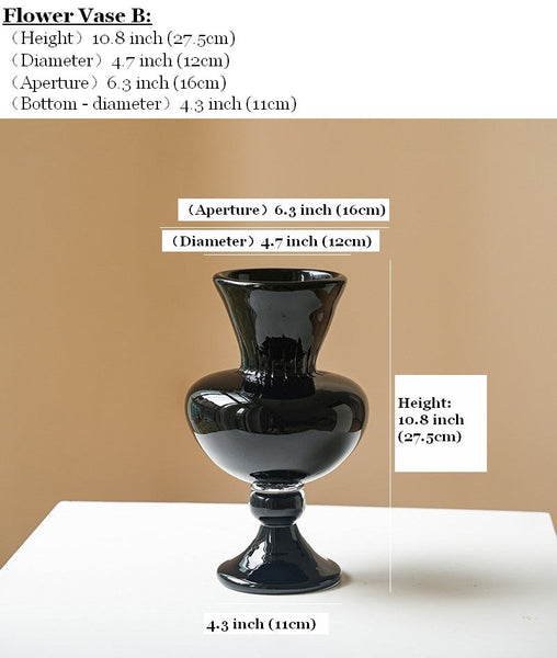 Handmade Modern Vases for Living Room, Modern Glass Vase for Flowers, Mid Century Glass Vases, Unique Decorative Glass Vase, Centerpiece Contemporary Vases on Table-Grace Painting Crafts