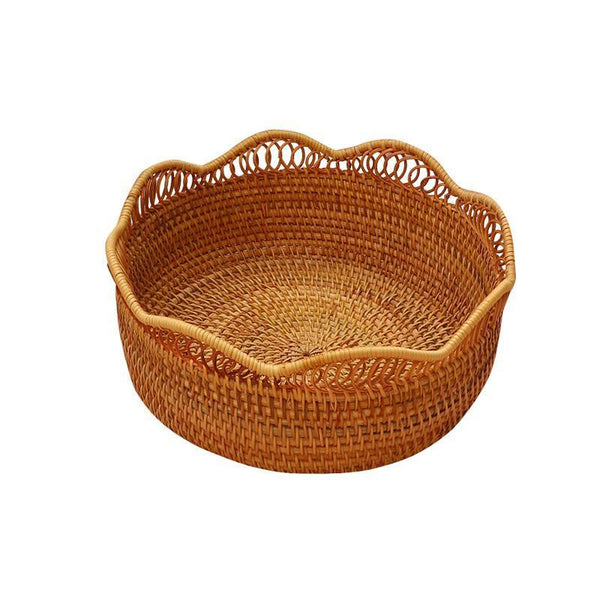 Woven Round Storage Basket, Cute Small Rattan Woven Baskets, Fruit Storage Basket, Storage Baskets for Kitchen-Grace Painting Crafts