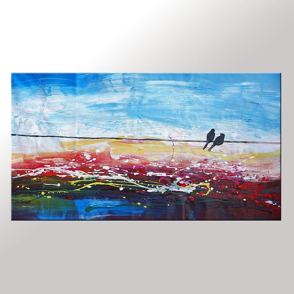Abstract Art, Contemporary Wall Art, Modern Art, Love Birds Painting, Art for Sale, Abstract Art Painting, Dining Room Wall Art, Wedding Gift-Grace Painting Crafts