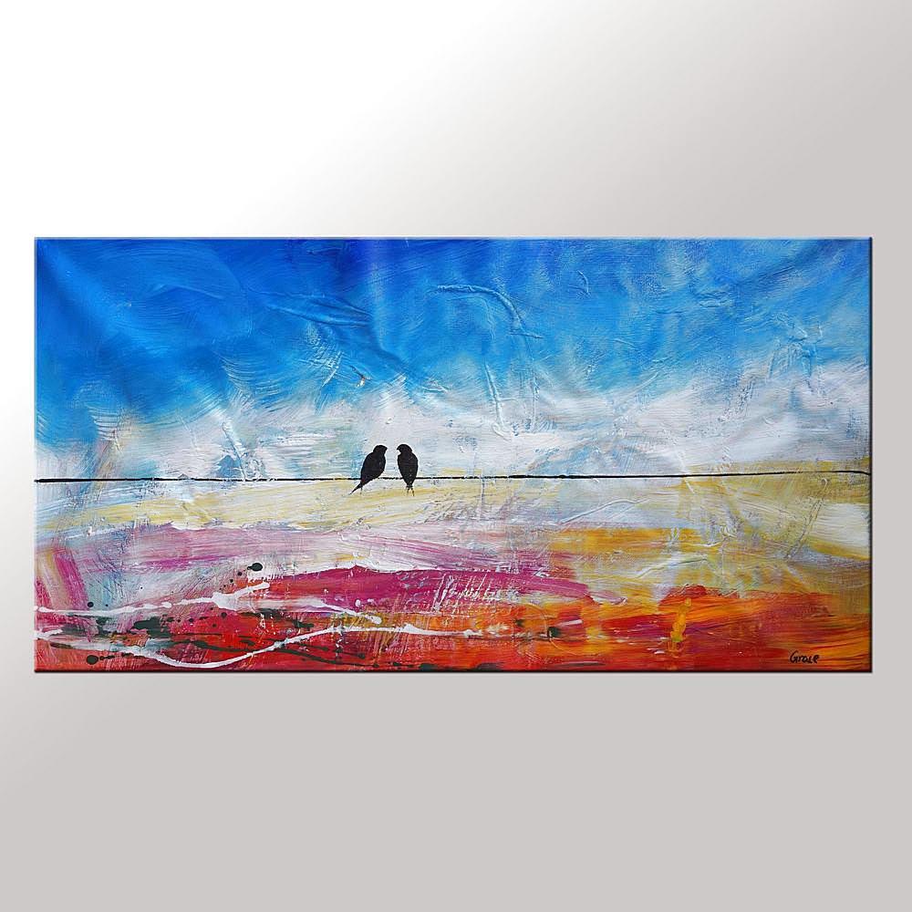 Modern Art, Abstract Art, Contemporary Wall Art, Love Birds Painting, Art for Sale, Abstract Art Painting, Dining Room Wall Art, Wedding Gift-Grace Painting Crafts