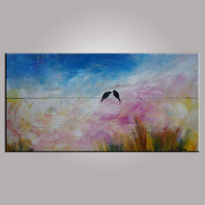 Love Birds Painting, Art for Sale, Abstract Art Painting, Bedroom Wall Art, Canvas Art-Grace Painting Crafts
