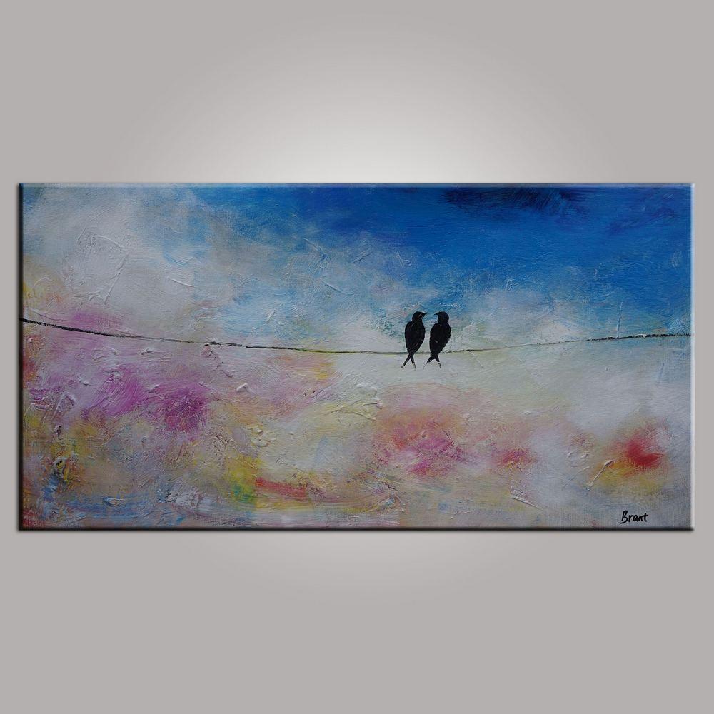 Modern Art, Love Birds Painting, Abstract Art, Contemporary Wall Art, Art for Sale, Abstract Art Painting, Living Room Wall Art, Canvas Art-Grace Painting Crafts