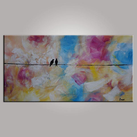 Contemporary Wall Art, Modern Art, Love Birds Painting, Art for Sale, Abstract Art Painting, Bedroom Wall Art, Canvas Art-Grace Painting Crafts