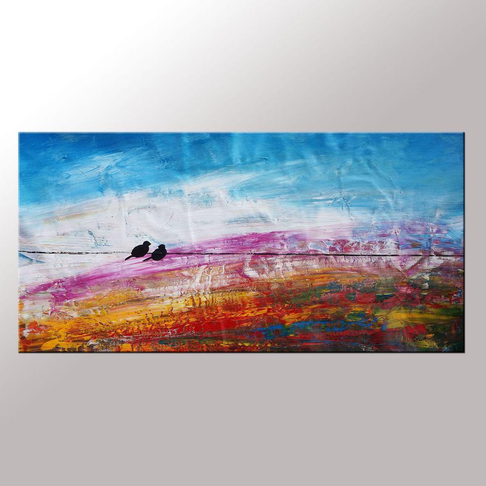 Modern Art, Love Birds Painting, Art for Sale, Abstract Wall Art, Contemporary Painting, Abstract Painting, Bedroom Wall Art, Canvas Art Painting-Grace Painting Crafts