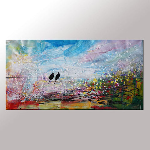 Love Birds Painting, Art for Sale, Abstract Wall Art, Modern Art, Contemporary Painting, Abstract Painting, Bedroom Wall Art, Canvas Art Painting-Grace Painting Crafts
