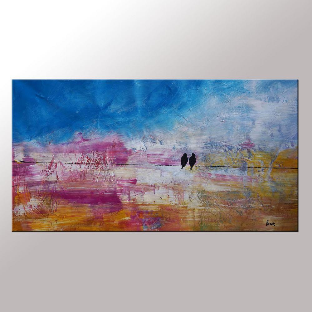 Modern Art, Love Birds Painting, Art for Sale, Abstract Wall Art, Contemporary Painting, Abstract Painting, Bedroom Wall Art, Canvas Art Painting-Grace Painting Crafts
