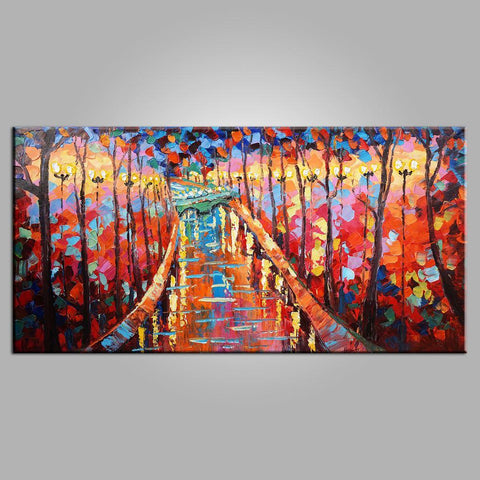 Autumn Park Painting, Canvas Art, Bedroom Wall Art, Modern Art, Painting for Sale, Contemporary Art, Abstract Art-Grace Painting Crafts