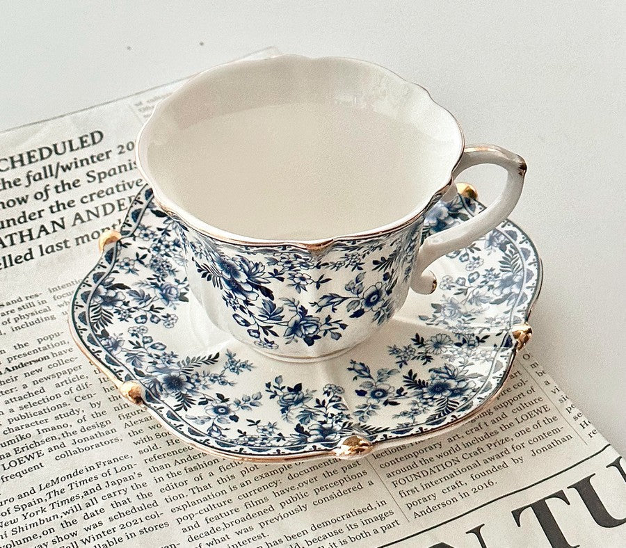 French Style China Porcelain Tea Cup Set, Unique Tea Cup and Saucers, Royal Ceramic Cups, Elegant Vintage Ceramic Coffee Cups for Afternoon Tea-Grace Painting Crafts