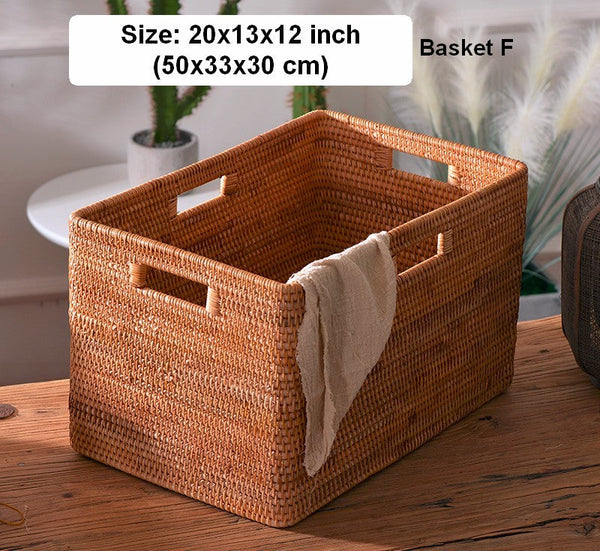 Extra Large Rectangular Storage Basket, Large Storage Baskets for Clothes, Woven Rattan Storage Basket for Shelves, Storage Baskets for Kitchen-Grace Painting Crafts