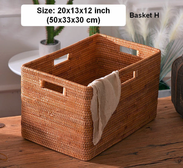 Rectangular Storage Basket, Woven Storage Baskets, Rattan Storage Basket for Clothes, Storage Baskets for Bathroom, Kitchen Storage Basket-Grace Painting Crafts