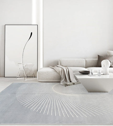 Abstract Modern Rug Ideas for Living Room, Extra Large Geometric Modern Rugs for Bedroom, Grayish Blue Contemporary Rugs for Dining Room, Simple Modern Rugs for Office-Grace Painting Crafts
