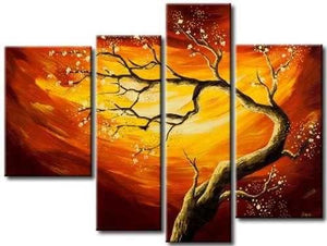 Tree of Life Painting, 4 Piece Canvas Art, Tree Paintings, Oil Painting for Sale, Bedroom Canvas Painting, Acrylic Painting on Canvas-Grace Painting Crafts