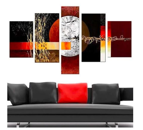 Multiple Wall Art Paintings, Red and Black Abstract Painting, Large Painting for Sale, Modern Abstract Paintings-Grace Painting Crafts