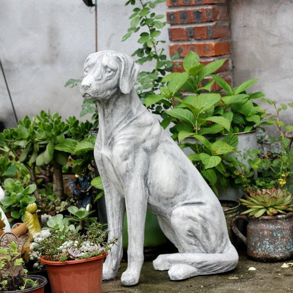 Large Dog Statue for Garden, Sitting Dog Statues, Pet Statue for Garden Courtyard Ornament, Villa Outdoor Decor Gardening Ideas-Grace Painting Crafts