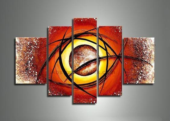 Large Modern Artwork, Abstract Painting for Sale, 5 Piece Canvas Wall Art, Living Room Canvas Painting, Heavy Texture Paintings-Grace Painting Crafts