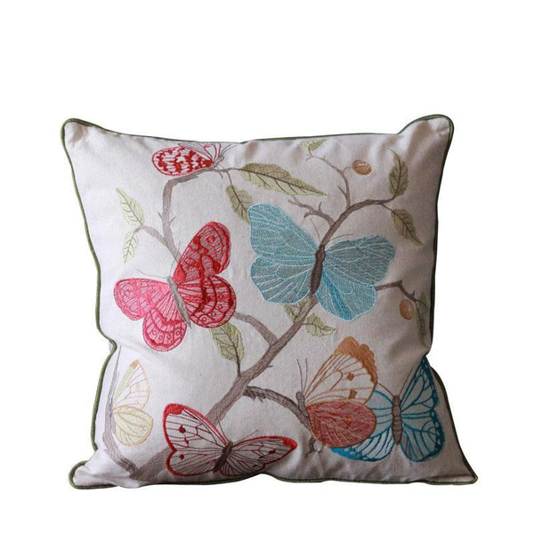 Beautiful Embroider Butterfly Cotton and linen Pillow Cover, Decorative Throw Pillows, Decorative Sofa Pillows, Decorative Pillows for Couch-Grace Painting Crafts