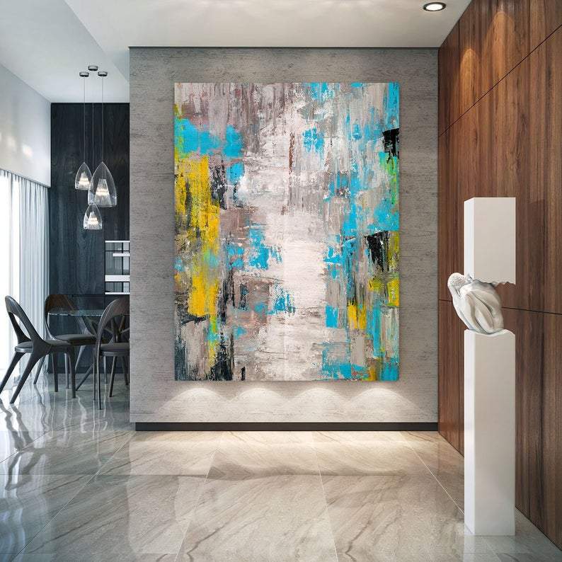 Large Acrylic Painting, Huge Paintings for Dining Room, Hand Painted Wall Art Painting, Modern Canvas Artwork-Grace Painting Crafts