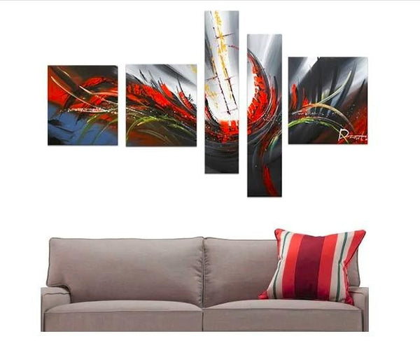Abstract Canvas Painting, Simple Acrylic Art, 5 Piece Wall Painting, Canvas Painting for Living Room, Contemporary Modern Art-Grace Painting Crafts