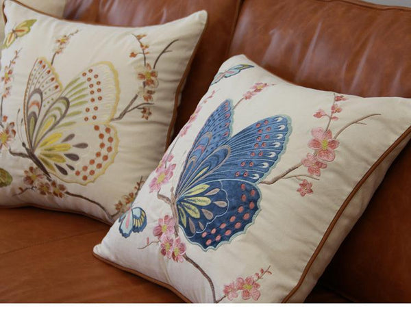 Butterfly Cotton and linen Pillow Cover, Decorative Throw Pillows for Living Room, Decorative Sofa Pillows-Grace Painting Crafts