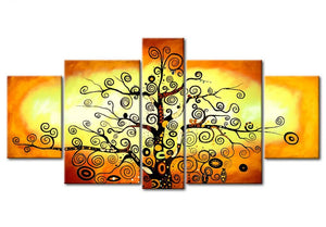 5 Piece Canvas Paintings, Tree of Life Painting, Abstract Acrylic Painting, Large Painting for Living Room, Acrylic Painting on Canvas-Grace Painting Crafts
