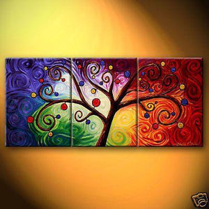 Large Canvas Painting, 3 Piece Canvas Art, Tree of Life Painting, Hand Painted Canvas Art, Acrylic Painting on Canvas-Grace Painting Crafts