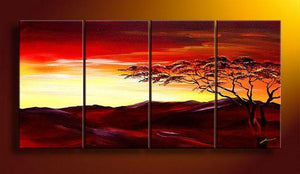 Landscape Canvas Paintings, Sunset Tree Painting, Extra Large Wall Art for Living Room, Hand Painted Wall Art, Canvas Painting for Sale-Grace Painting Crafts