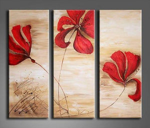 Acrylic Flower Paintings, Acrylic Wall Art Painting, Red Flower Painting, Modern Contemporary Paintings-Grace Painting Crafts