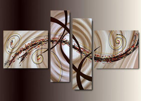 Simple Canvas Art Painting, Abstract Acrylic Paintings, 4 Piece Wall Art, Simple Modern Art, Large Paintings for Bedroom, Buy Painting Online-Grace Painting Crafts