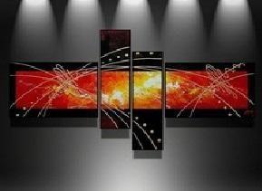 Black and Red Canvas Art Painting, Abstract Acrylic Art, 4 Piece Wall Art Paintings, Living Room Modern Paintings, Buy Painting Online-Grace Painting Crafts