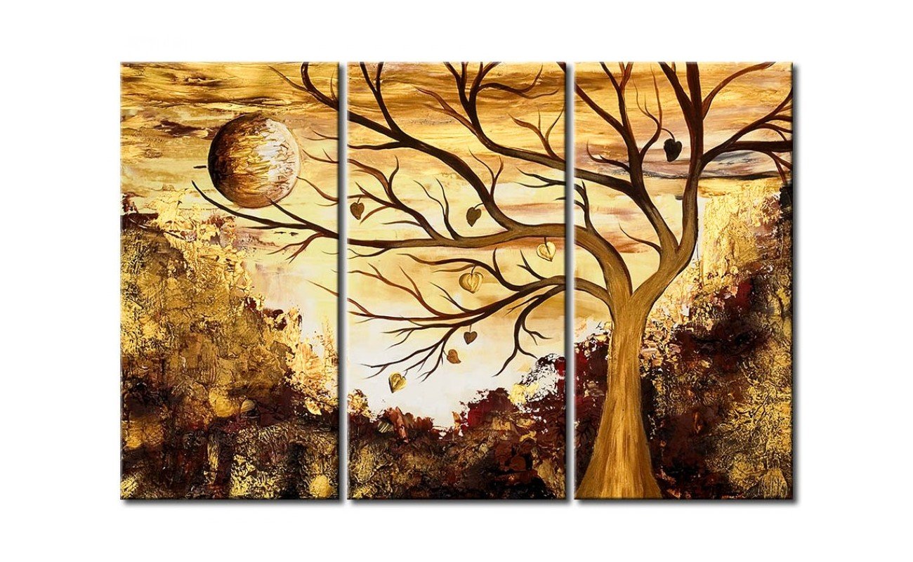 Tree of Life Painting, Moon Painting, 3 Piece Painting, Modern Acrylic Paintings, Wall Art Paintings-Grace Painting Crafts