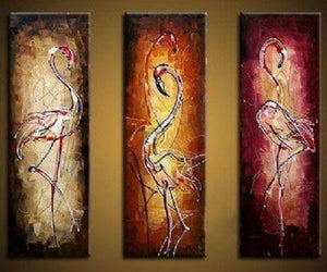 Canvas Painting, Abstract Bird Painting, Abstract Painting, Acrylic Art, 3 Piece Wall Art-Grace Painting Crafts