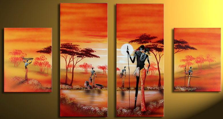 African Painting, Acrylic Wall Art Painting, Living Room Wall Paintings, Hand Painted Canvas Art-Grace Painting Crafts
