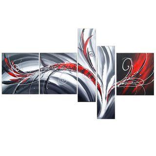 Large Canvas Painting, Abstract Lines, Modern Acrylic Art on Canvas, 5 Piece Wall Art Painting, Living Room Canvas Painting-Grace Painting Crafts