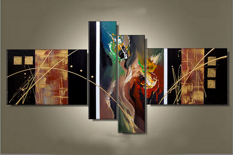 Canvas Art Painting, Large Wall Art Paintings on Canvas, Abstract Painting for Living Room, Acrylic Artwork on Canvas, 4 Piece Wall Art, Hand Painted Art-Grace Painting Crafts