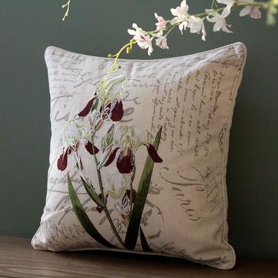 Orchid Flower Cotton and Linen Pillow Cover, Rustic Sofa Pillows for Living Room, Decorative Throw Pillows for Couch-Grace Painting Crafts