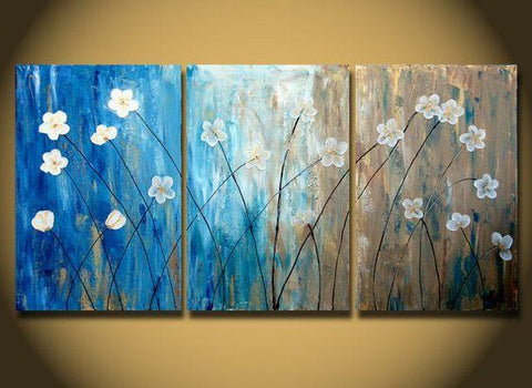 Flower Paintings, Acrylic Flower Painting, 3 Piece Wall Art, Modern Contemporary Painting-Grace Painting Crafts